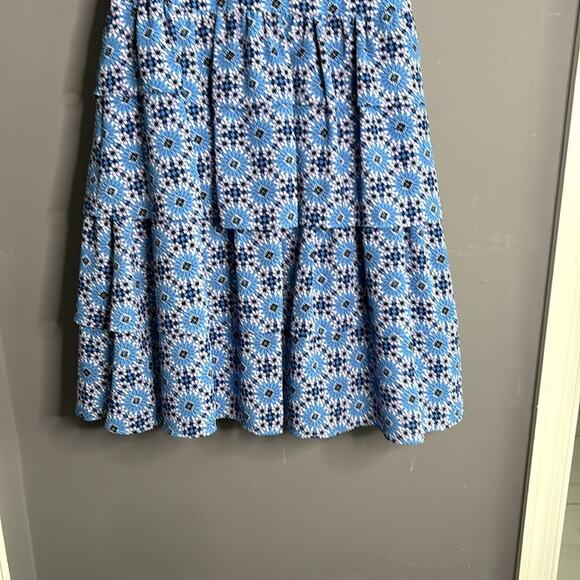 Banana Republic Blue and Purple Floral Print Sleeveless Dress Size 2 - Picture 3 of 9